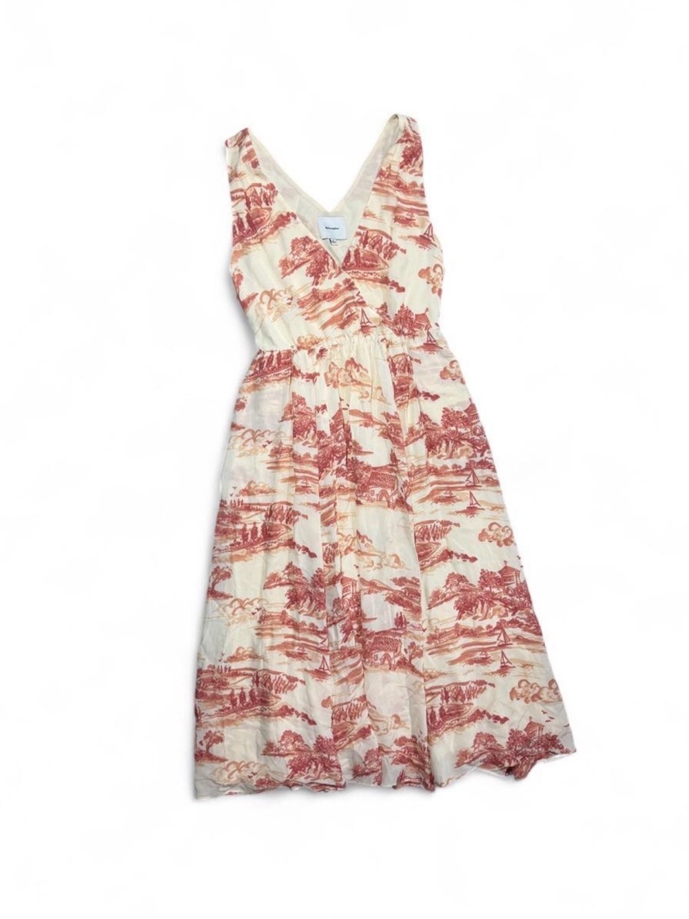 Reformation Farah Midi Dress Size 6 Scenic Toile Print V Neck Viscose Lined